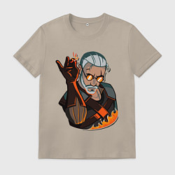Футболка хлопковая мужская Ведьмак, цвет: миндальный