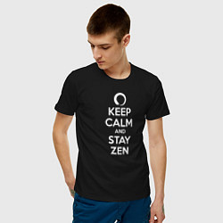 Футболка хлопковая мужская Keep calm & stay Zen, цвет: черный — фото 2