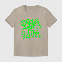 Футболка хлопковая мужская GROVE STREET 4 LIFE, цвет: миндальный