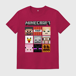 Футболка хлопковая мужская MINECRAFT, цвет: маджента