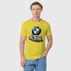 Футболка хлопковая мужская BMW оскал, цвет: желтый — фото 2