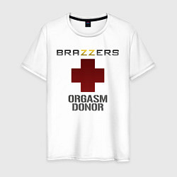 Футболка хлопковая мужская Brazzers orgasm donor, цвет: белый