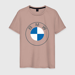 Футболка хлопковая мужская BMW LOGO 2020, цвет: пыльно-розовый