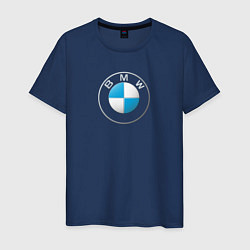 Футболка хлопковая мужская BMW LOGO 2020, цвет: тёмно-синий