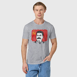Футболка хлопковая мужская Сталин и флаг СССР, цвет: меланж — фото 2
