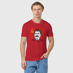 Футболка хлопковая мужская Сталин и флаг СССР, цвет: красный — фото 2