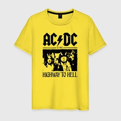 Футболка хлопковая мужская ACDC highway to hell, цвет: желтый