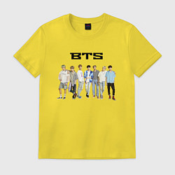 Футболка хлопковая мужская BTS группа, цвет: желтый