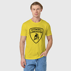 Футболка хлопковая мужская Lamborghini Logo Dark, цвет: желтый — фото 2