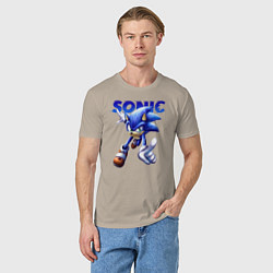 Футболка хлопковая мужская SONIC, цвет: миндальный — фото 2