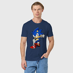 Футболка хлопковая мужская SONIC, цвет: тёмно-синий — фото 2