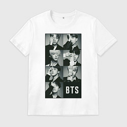 Футболка хлопковая мужская BTS, цвет: белый