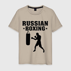Футболка хлопковая мужская Russian Boxing, цвет: миндальный