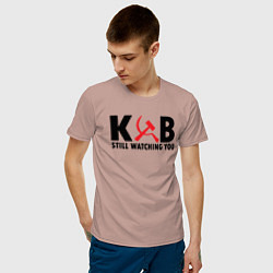 Футболка хлопковая мужская КГБ все еще следит за тобой, цвет: пыльно-розовый — фото 2