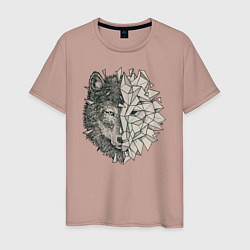 Футболка хлопковая мужская Geometric Wolf, цвет: пыльно-розовый