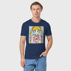Футболка хлопковая мужская Sailor Moon Usagi Tsukino, цвет: тёмно-синий — фото 2