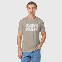 Футболка хлопковая мужская Manners maketh man, цвет: миндальный — фото 2