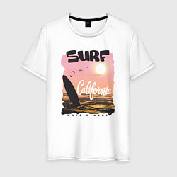 Футболка хлопковая мужская Surf California, цвет: белый