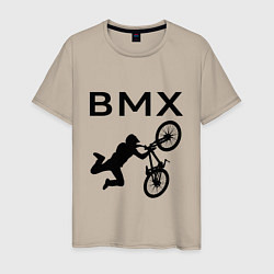 Футболка хлопковая мужская Велоспорт BMX Z, цвет: миндальный