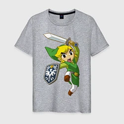 Футболка хлопковая мужская The Legend of Zelda, цвет: меланж