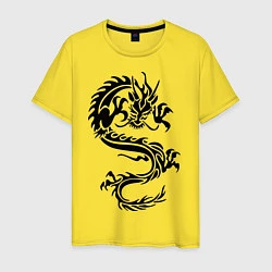 Футболка хлопковая мужская Дракон орнамент, цвет: желтый