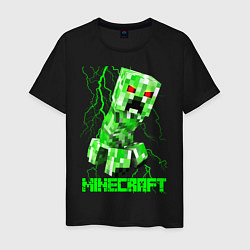 Футболка хлопковая мужская MINECRAFT CREEPER, цвет: черный