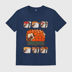Футболка хлопковая мужская Мопс и роллы, цвет: тёмно-синий
