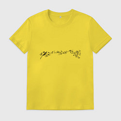 Футболка хлопковая мужская Одуванчик скрипичный ключ ноты, цвет: желтый