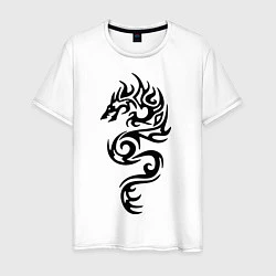 Футболка хлопковая мужская Татуировка - дракон, цвет: белый