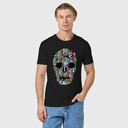 Футболка хлопковая мужская Tosh Cool skull, цвет: черный — фото 2