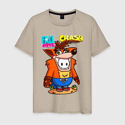 Футболка хлопковая мужская Fall Guys CRASH fox, цвет: миндальный