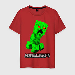 Футболка хлопковая мужская MINECRAFT CREEPER, цвет: красный