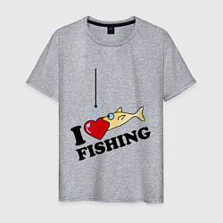 Футболка хлопковая мужская I love fishing, цвет: меланж