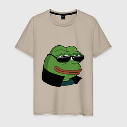 Футболка хлопковая мужская Pepe в очках EZ, цвет: миндальный