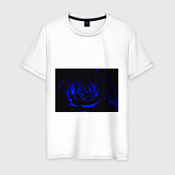 Футболка хлопковая мужская Синяя роза, цвет: белый