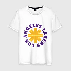 Футболка хлопковая мужская Los Angeles Lakers, цвет: белый