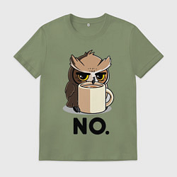 Футболка хлопковая мужская Сова с кофе, цвет: авокадо