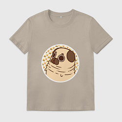 Футболка хлопковая мужская Мечта мопса, цвет: миндальный