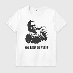 Футболка хлопковая мужская Лучшая работа в мире, цвет: белый