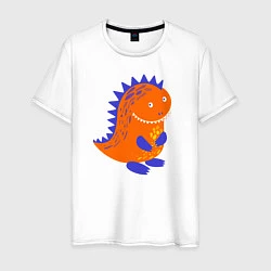 Футболка хлопковая мужская Оранжевый дракончин-динозаврик, цвет: белый