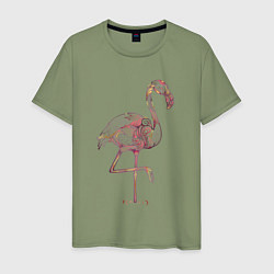 Футболка хлопковая мужская Узорчатый фламинго, цвет: авокадо