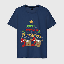 Футболка хлопковая мужская Merry Quarantine Christmas, цвет: тёмно-синий