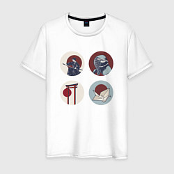 Футболка хлопковая мужская Путь самурая, цвет: белый