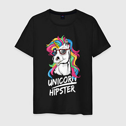 Футболка хлопковая мужская Unicorn hipster, цвет: черный