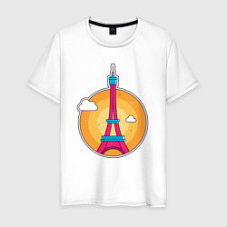 Футболка хлопковая мужская Eiffel Tower, цвет: белый