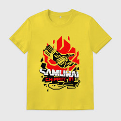 Футболка хлопковая мужская CYBERPUNK 2077 SAMURAI, цвет: желтый