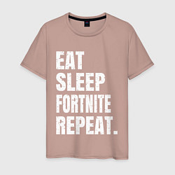 Футболка хлопковая мужская EAT SLEEP FORTNITE REPEAT, цвет: пыльно-розовый