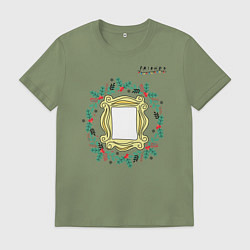 Футболка хлопковая мужская Friends Венок и зерколо, цвет: авокадо