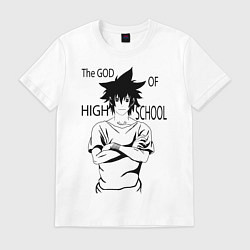 Футболка хлопковая мужская The god of high school, цвет: белый