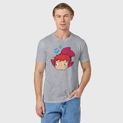 Футболка хлопковая мужская Рыбка Поньо на утесе, цвет: меланж — фото 2